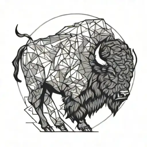 bison facing storm tattoo design idea