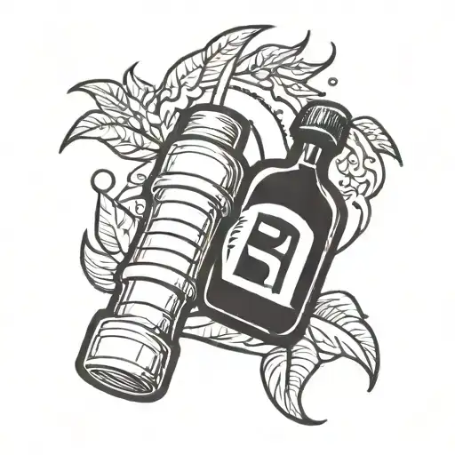 volleyball and tequila bottle tattoo design idea