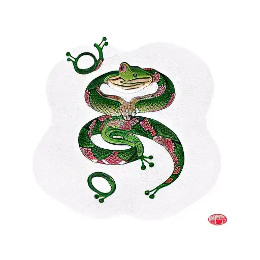 a frog in a boxing match against a snake  tattoo design idea