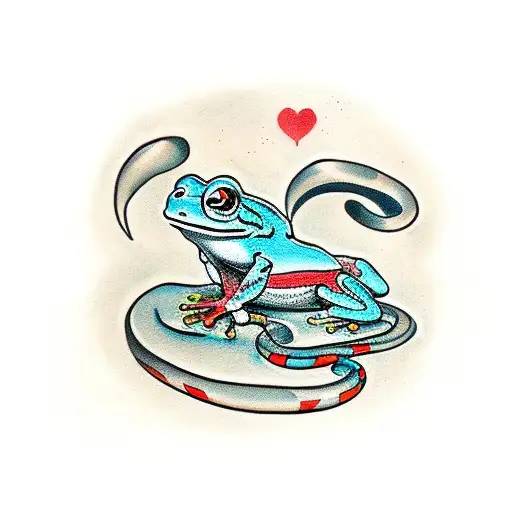 a frog in a boxing match against a snake  tattoo design idea