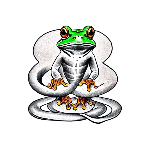 a frog in a boxing match against a snake  tattoo design idea