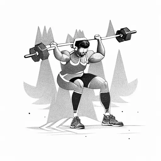 A weightlifter lifting a mountain instead of a barbell tattoo design idea