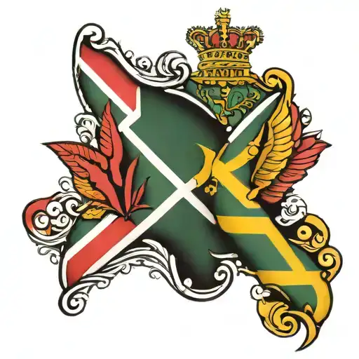 Guyana and Britain flag tatoo tattoo design idea