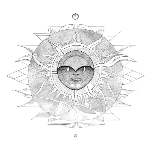 Omni car outline with a sun above tattoo design idea