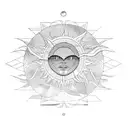 Omni car outline with a sun above tattoo design idea