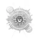 Omni car outline with a sun above tattoo design idea