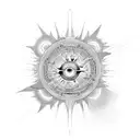 Omni car outline with a sun above tattoo design idea