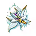 The word 'Nan' with diamonds and white lillys tattoo design idea