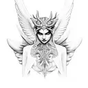angel and devil whispering to ear neck tattoo tattoo design idea