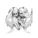 angel and devil whispering to ear neck tattoo tattoo design idea