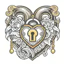 padlock heart  tattoo design idea