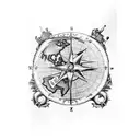 old world map traveling compass arm sleeve tattoo design idea