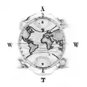 old world map traveling compass arm sleeve tattoo design idea