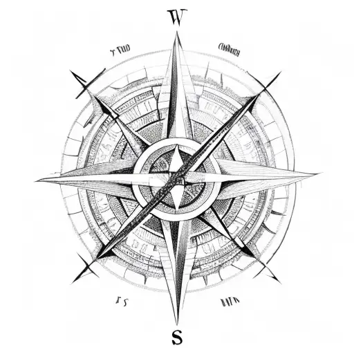 Compass, sword, snake tattoo design idea