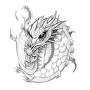 Dragon with rose tattoo design idea