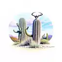 saguaro cactus with oryx standing in front tattoo design idea