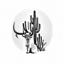saguaro cactus with oryx standing in front tattoo design idea