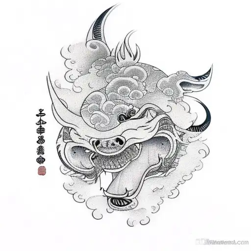 ,Fu dogs tattoo design idea