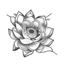 a lotus flower' surrounded by a python snake with a couple of japanese red lillies flowers tattoo design idea