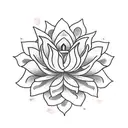 a lotus flower' surrounded by a python snake with a couple of japanese red lillies flowers tattoo design idea