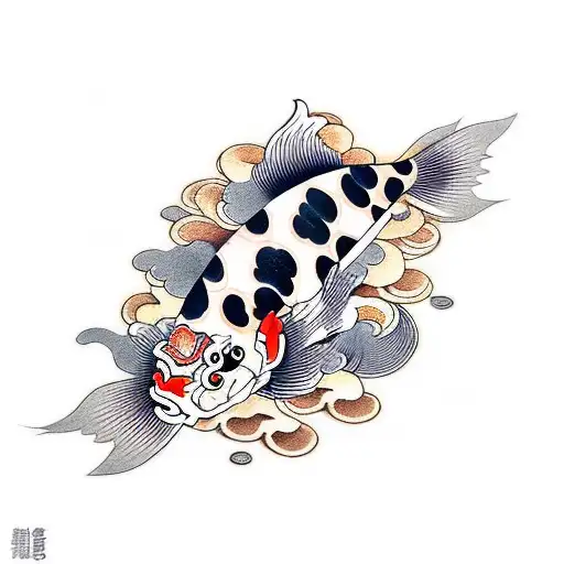 koi fish fu dog tattoo design idea