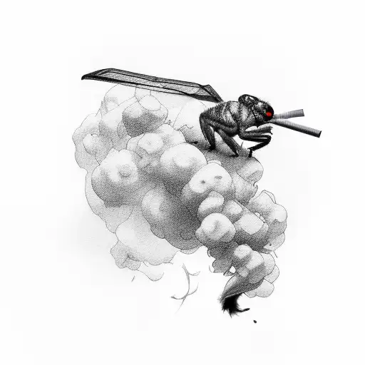  smoke, cricket, alcohol, and flirtatious vibes tattoo design idea