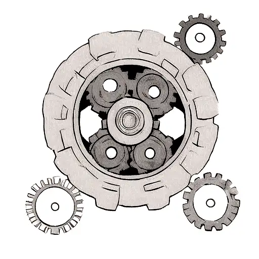 Mechanical gears tattoo design idea