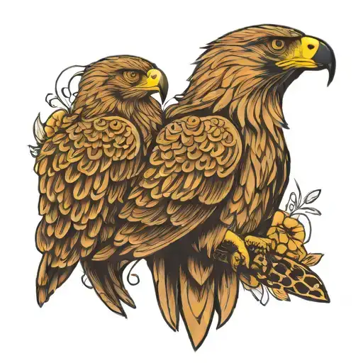 Golden Eagle and Leopard sleeve tattoo design idea