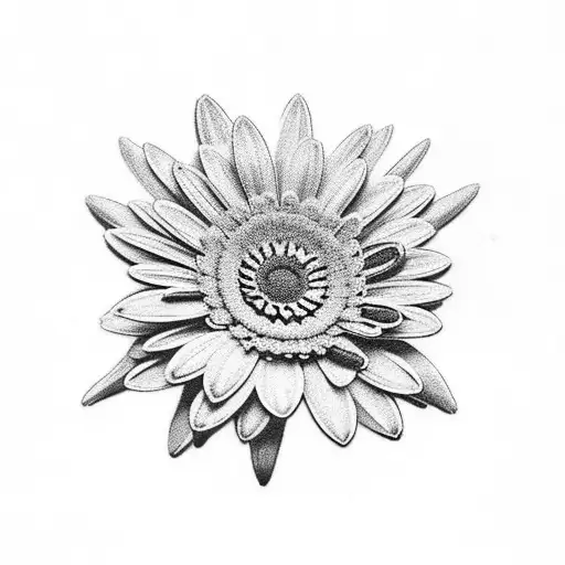 A filigree armor adorned with gerbera daisies, symbolizing the strength and beauty of motherhood tattoo design idea