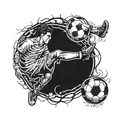 M and J  with soccer ball tattoo design idea