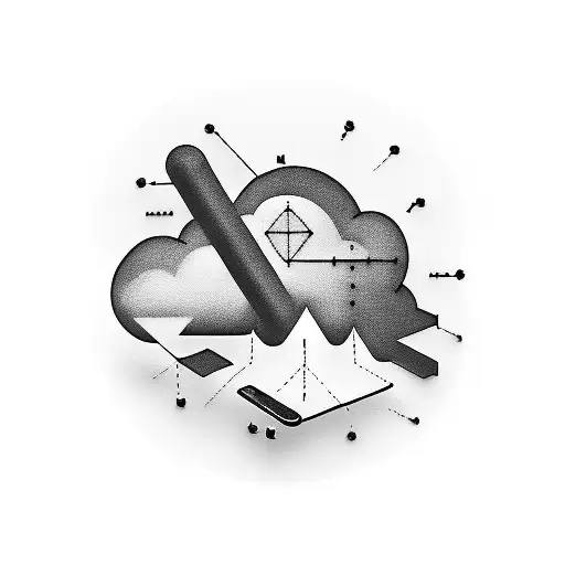 cloud technology computer with chip tattoo design idea