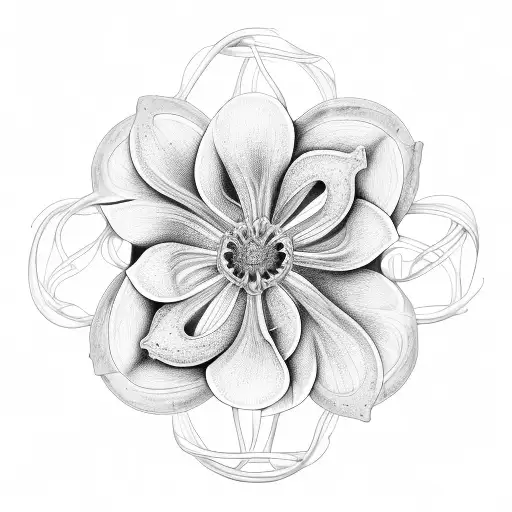 A clivia flower intertwined with a neural network, representing the fusion of your passions tattoo design idea