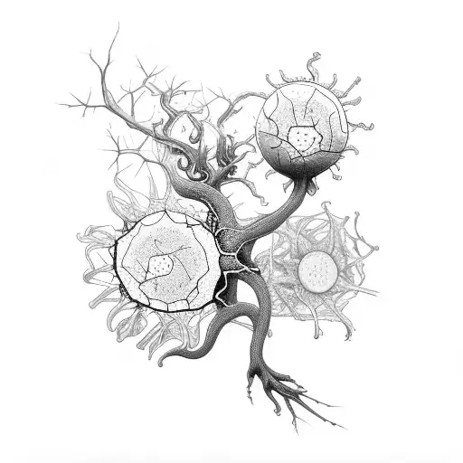 Neuron and flowers tattoo design idea
