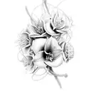 A clivia flower intertwined with a neural network, representing the fusion of your passions tattoo design idea