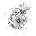 A clivia flower intertwined with a neural network, representing the fusion of your passions tattoo design idea