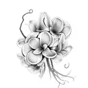 A clivia flower intertwined with a neural network, representing the fusion of your passions tattoo design idea