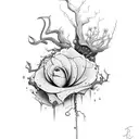 Neuron and flowers tattoo design idea