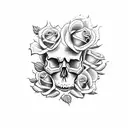 Skull and Roses simple tattoo design idea