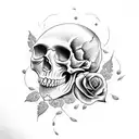 Skull and Roses simple tattoo design idea