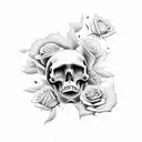 Skull and Roses simple tattoo design idea