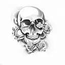 Skull and Roses simple tattoo design idea