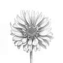 crow with white eye sorrouded by flowers: chrysanthemum, calendula, iris, dahlia, tulip, sunflower, lavander tattoo design idea