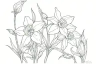 larkspur daffodil Holly poppy flowers tattoo design idea