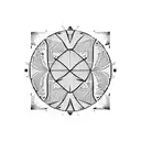 A basketball court with Aztec-inspired patterns as the floor tattoo design idea