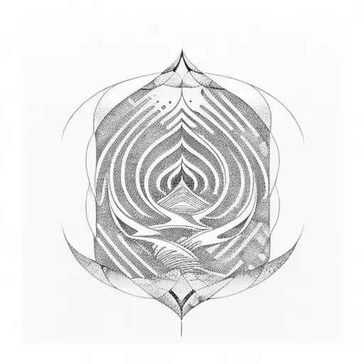 A geometric wave pattern with fish incorporated tattoo design idea