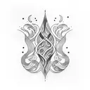 A geometric wave pattern with fish incorporated tattoo design idea