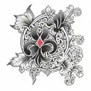 France Fleur de lys and Romanian traditional models intertwined tattoo design idea