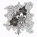 France Fleur de lys and Romanian traditional models intertwined tattoo design idea