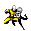 Rick and one punch man fist bumping  tattoo design idea