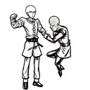 Rick and one punch man fist bumping  tattoo design idea